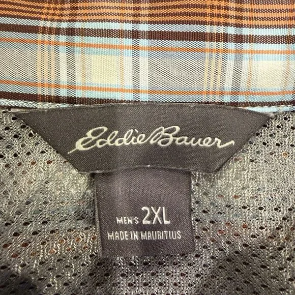 Eddie Bauer Button Up Shirt Mens Short Sleeve 2XL Lightweight Plaid Outdoor - Picture 7 of 9